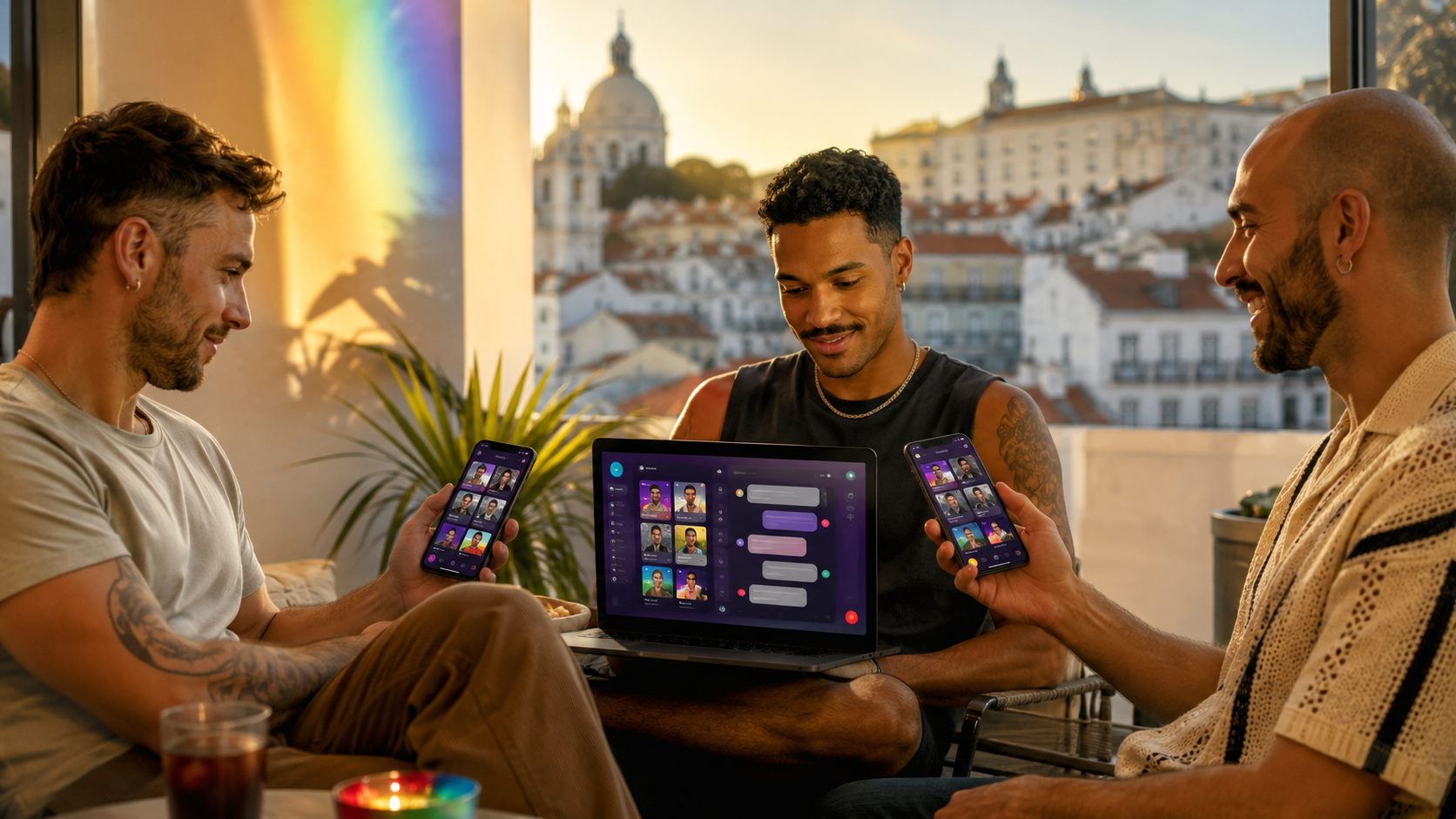 Homens adultos a conversar num chat gay sem registo em Portugal