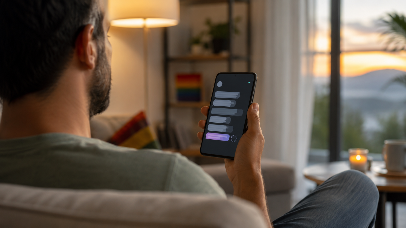 Homem adulto a lidar com ghosting após uma conversa num chat gay