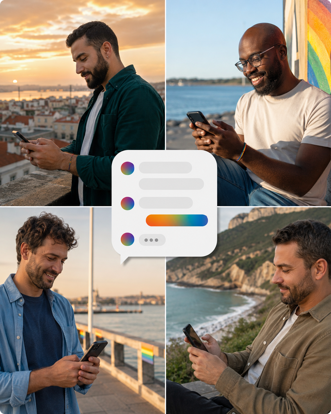 Homens adultos a conversar num chat gay em Setúbal e na Margem Sul